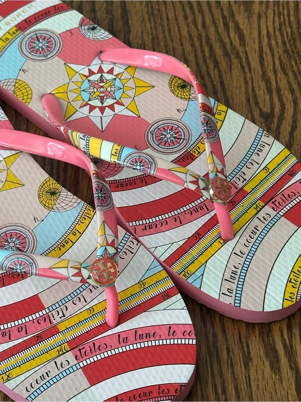 Tory Burch Pink Multi-Pattern Flip Flops